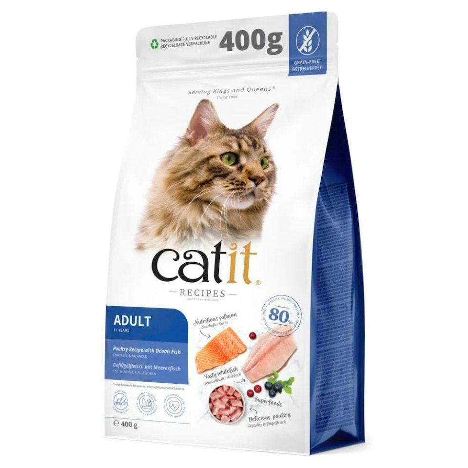 Catit Recipes Adult Poultry with Ocean Fish Dry Cat Food 400g