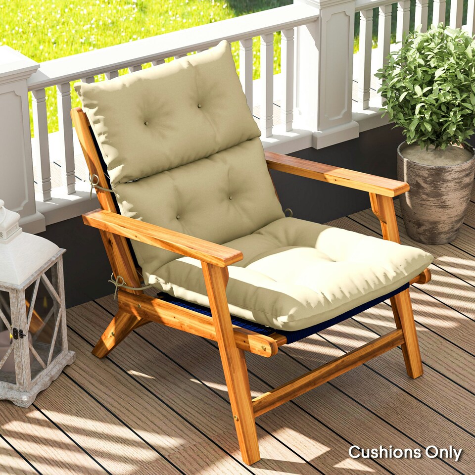 image 1 of Outsunny Adirondack Chair Cushion Rocking Chair Cushion w/ Ties Grey | Light Grey