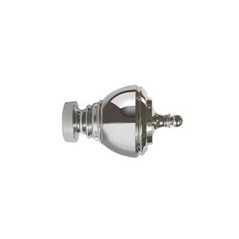 image 1 of 35mm Fixed Length Metal Curtain Pole Set Chrome Vienna Finial 170cm | Silver | Silver