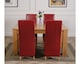 image 3 of Dakota 152 x 87cm Medium Oak Dining Table and 4 Lola Leather Chairs | Red | Red