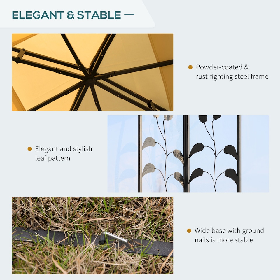 image 1 of Outsunny 3(m) x 3(m) Garden Gazebo, Double Roof Outdoor Gazebo Canopy Shelter with Netting, Solid Steel Frame, for Garden, Lawn and Deck, Beige