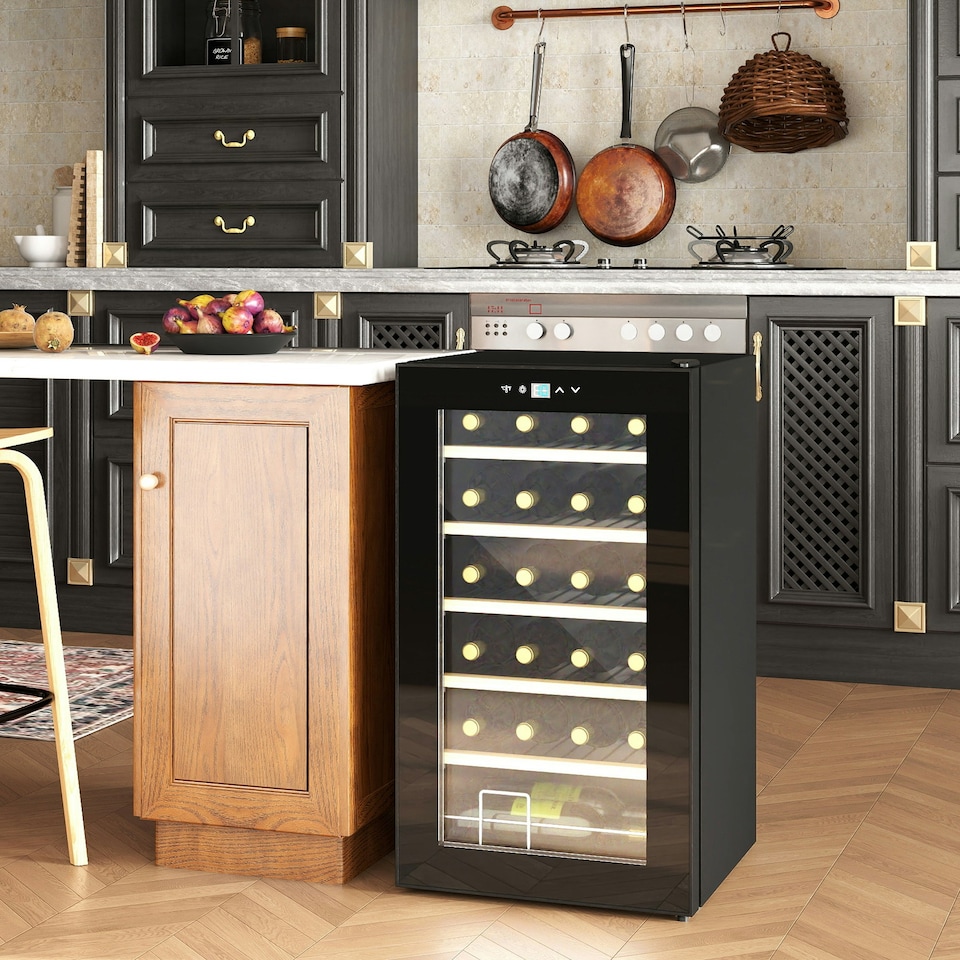 image 1 of 24 Bottles Wine Fridge with Glass Door Digital Touch Screen Control LED Light
