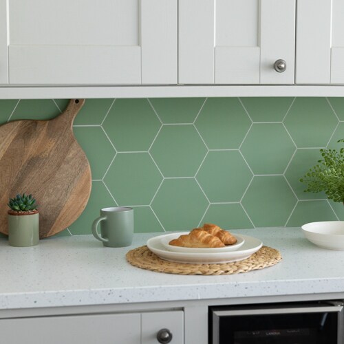 Wallpops Hexagon Green 14.98 x 17.19cm Premium Self Adhesive Vinyl