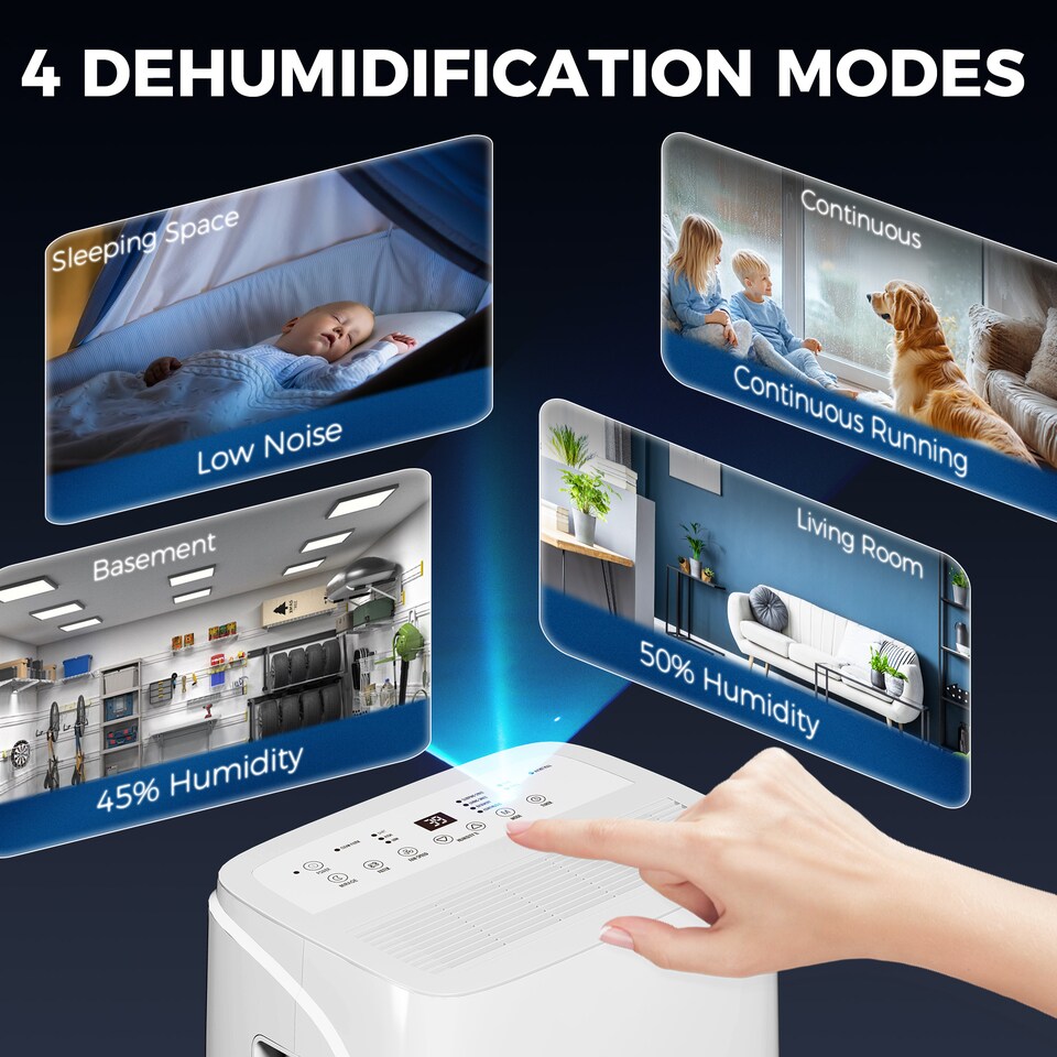 image 1 of HOMCOM 30LDay Dehumidifier with Auto-Clean Filter, Continuous Drainage, 4L Water Tank, 24H Timer, Digital Humidity Display, Dehumidifier for Home Damp, Bedroom, Condensation, Mould, Laundry Drying