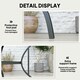 image 5 of Outsunny Garden Table with Parasol Hole for Four, Slatted Metal Plate Top Grey
