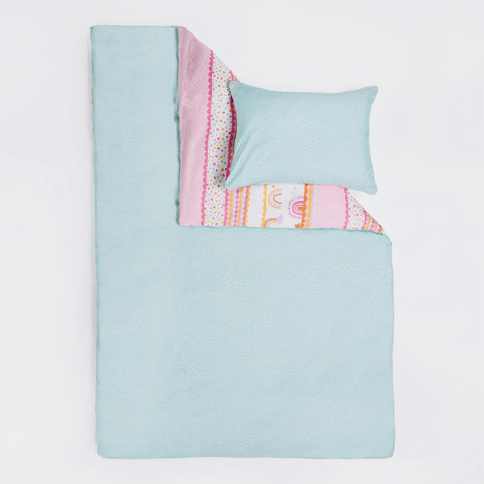 image 1 of OHS Kids Bright Rainbow Reversible Duvet Cover and Pillowcase Set, Single - Multi