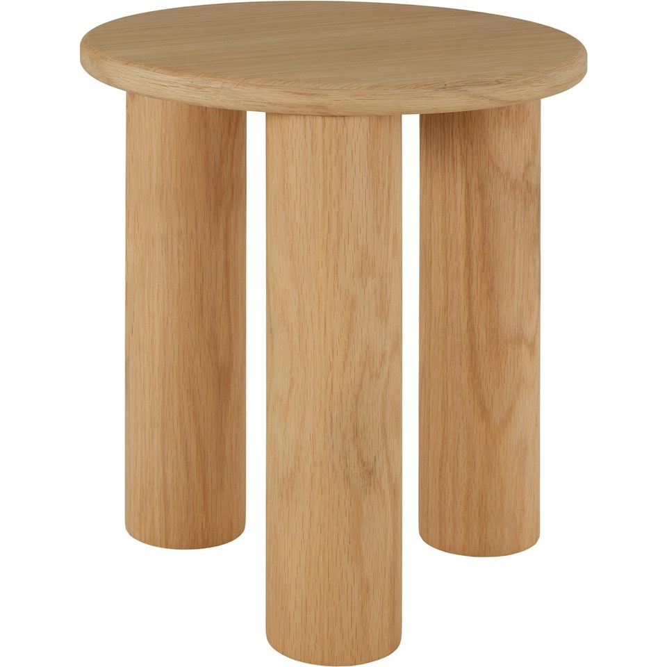 image 1 of Side Table Sisi - round, solid wood legs, rustic look Brown | Light Oak