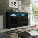 image 3 of Sideboard 155cm Black Gloss Doors Black Matt Body Free LED Glass Shelf Black