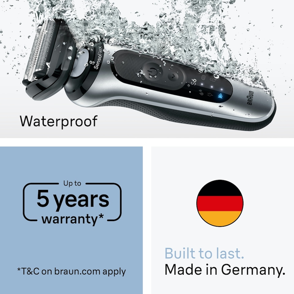 image 1 of Braun Series 6 Electric Shaver, SmartCare Center, +2 Attachments, 62-S7650CC, Silver