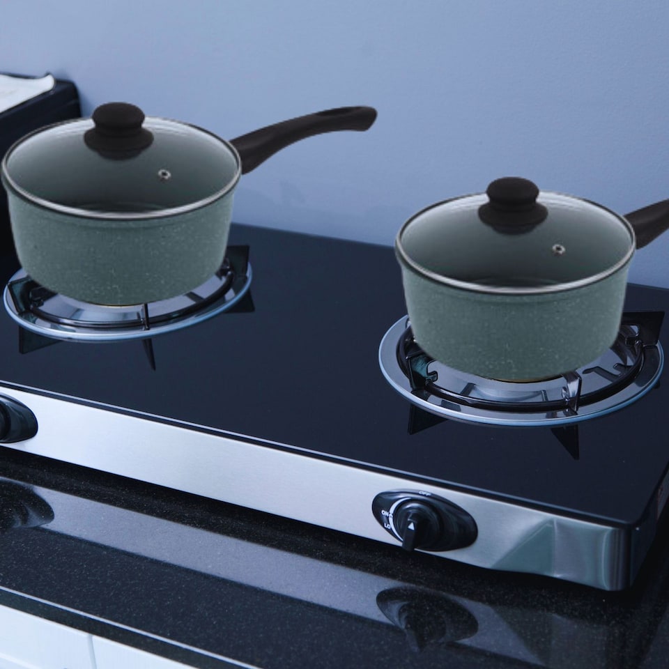 image 1 of 18cm Forged Carbon Steel Marble Grey Saucepan