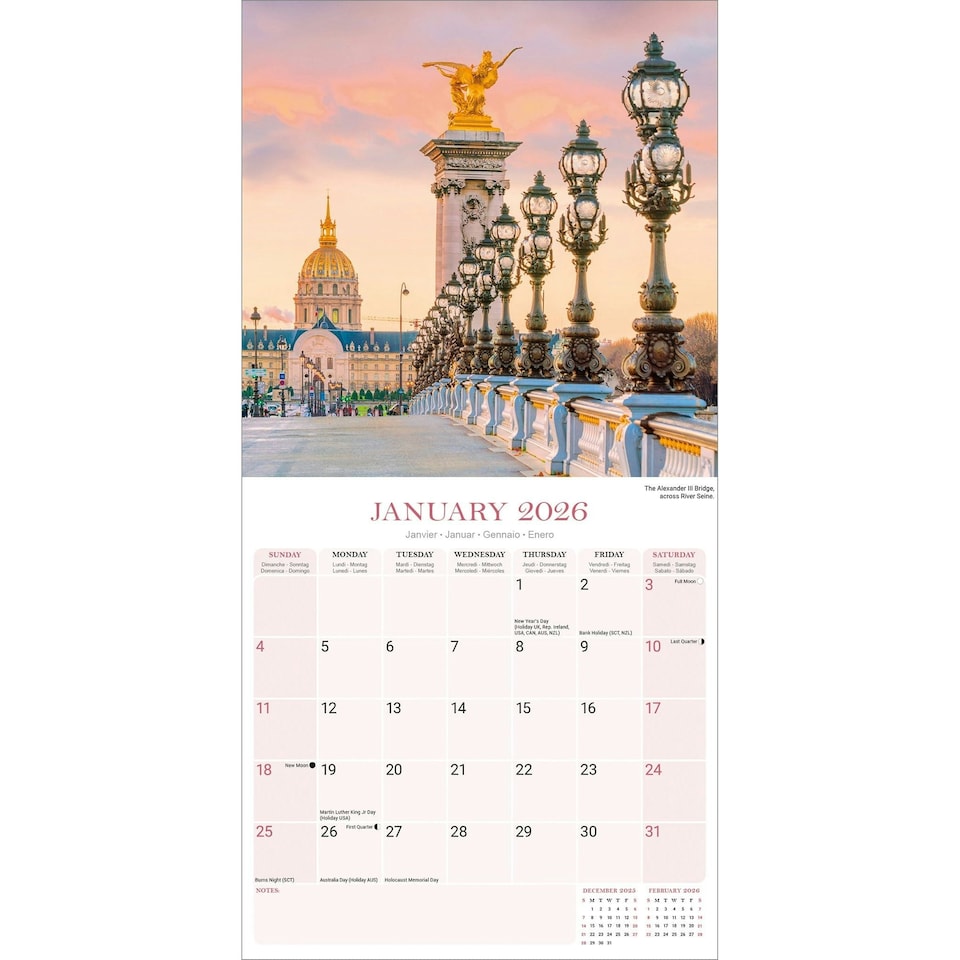 image 1 of Paris 2026 Calendar | Square Wall Calendar | Travel Gift | Plastic Free Packaging | by Avonside Publishing