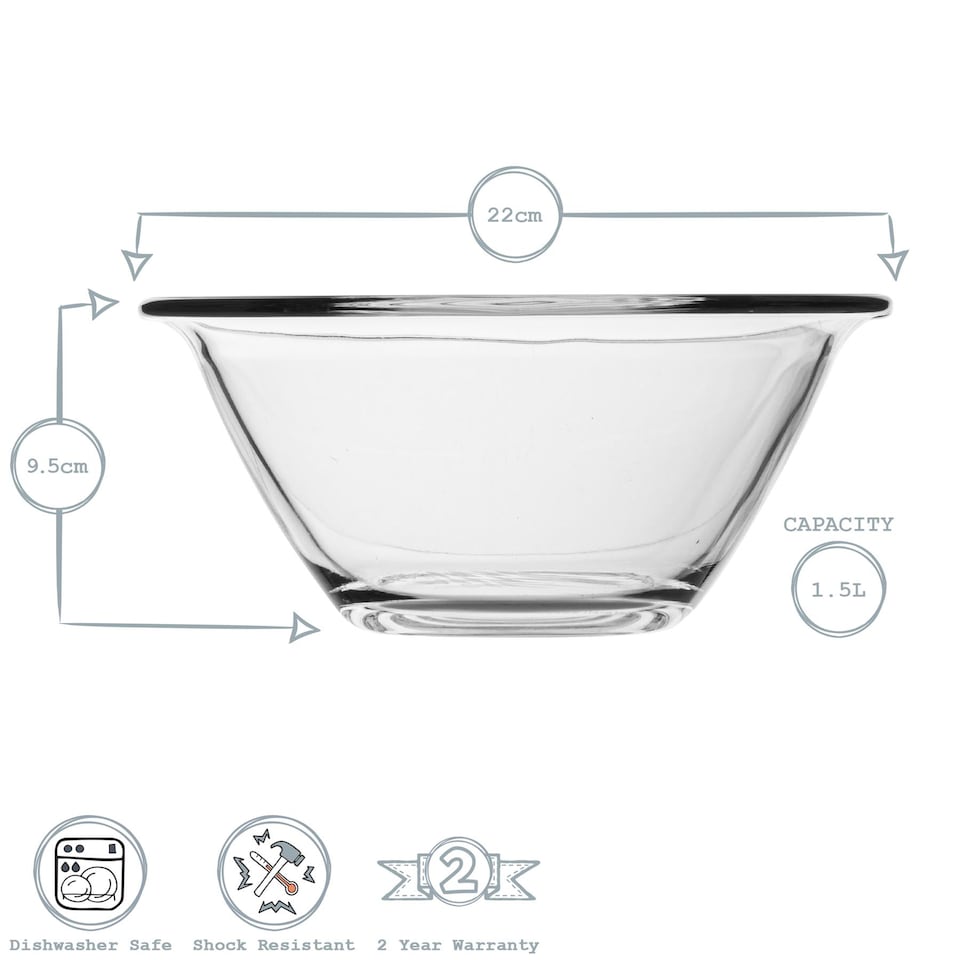image 1 of Bormioli Rocco Mr Chef Glass Nesting Mixing Bowls - 1.5 Litres - Pack of 6