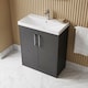 image 2 of Balterley Winshill Contemporary 2 Door Floor Standing Vanity Unit with Thin Edge Basin, Woodgrain Dark Grey, 800mm