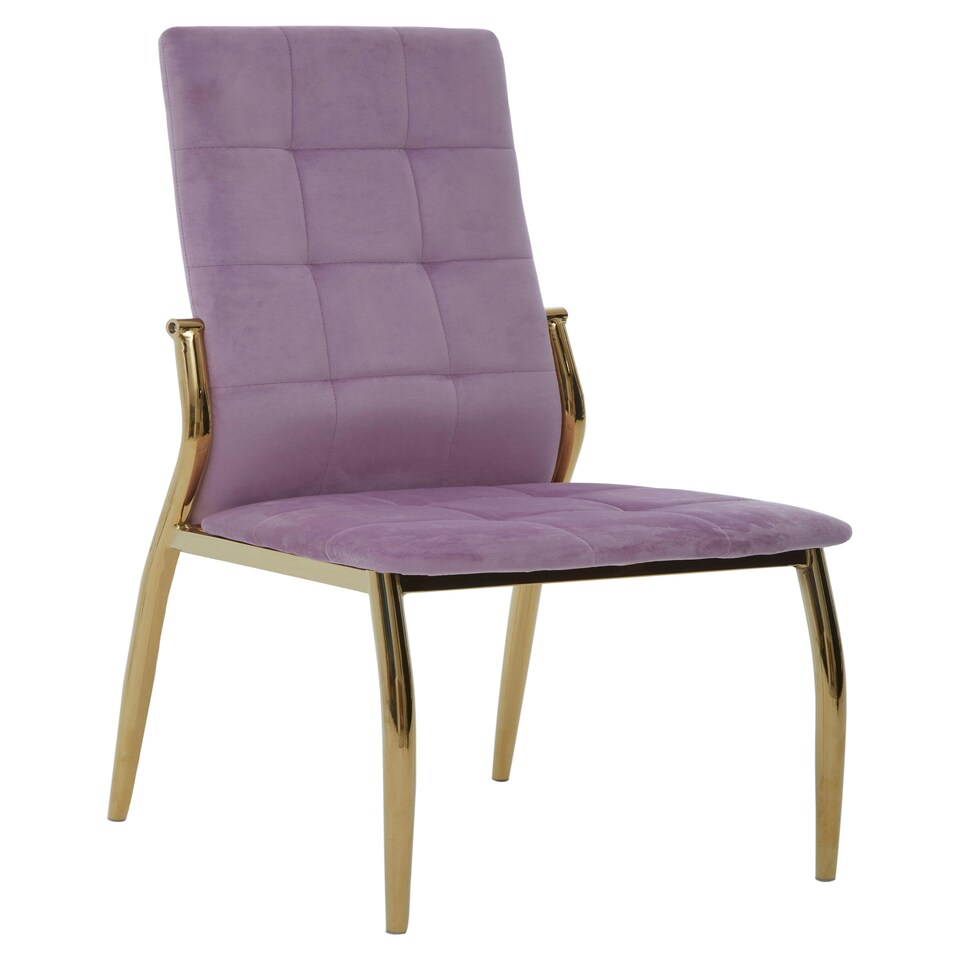 image 1 of Interiors by Premier Pink Velvet Dining Chair, Modern Dining Accent Chair, Pink & Gold Velvet Upholstered Dining Chair for Home