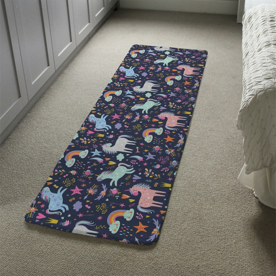 image 1 of unicorns on navy Designer (Runner Rug)