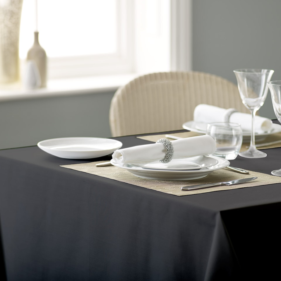 image 1 of Polyester Plain Tablecloths-Jet Black-114 x 114cm