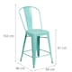 image 3 of Blake 24" Industrial Style Bar Stool Chair, Mint Green - Set of 4 - Modern Metal Counter Height Green