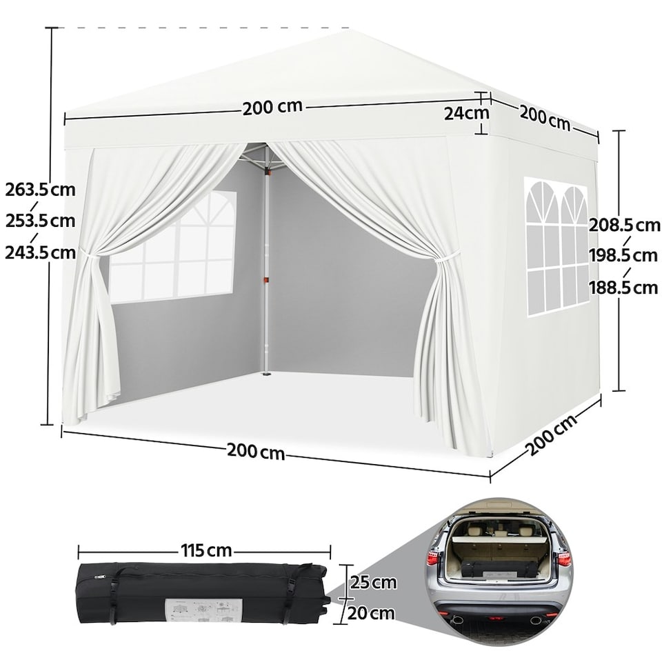 image 1 of Yaheetech Pop Up Canopy Tent W/ 4 Sidewalls White