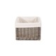 image 2 of Small Square Antique Wash Wicker Lined Storage Basket | White | White