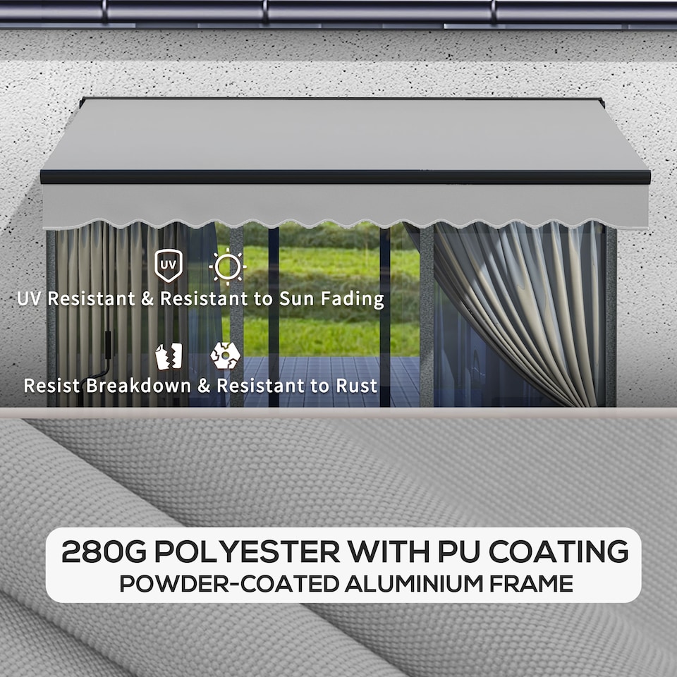 image 1 of Outsunny 3 x 2m Electric Retractable Awning, Aluminium Frame, Light Grey | Grey | 1