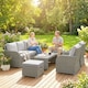 image 7 of Outsunny Rattan Garden Furniture Set with Recliners, Footstools, Light Grey | Grey | Light Grey