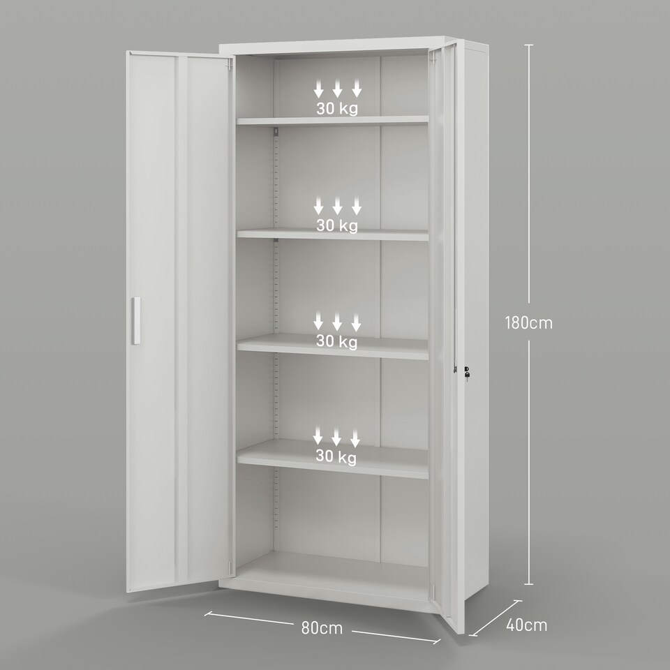image 1 of HOMCOM Lockable Metal Cabinet with 2 Doors, File Cabinet for Home Office, White