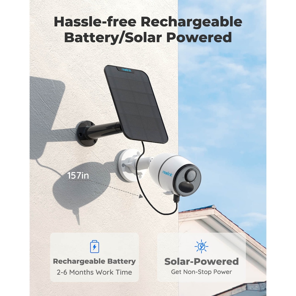 image 1 of Reolink Advantage Series G330 2K Battery 4G LTE Outdoor Security Camera with Solar Panel + 64GB