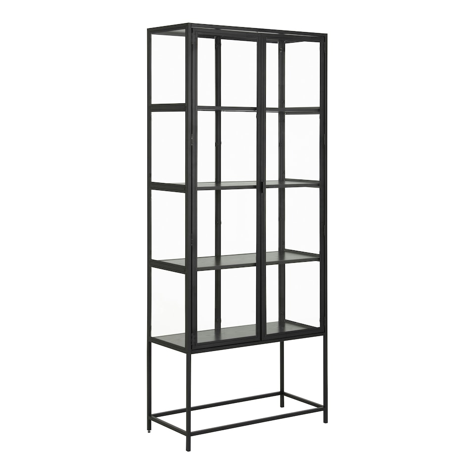 image 1 of Seaford Tall Black Metal 2 Door Display Cabinet