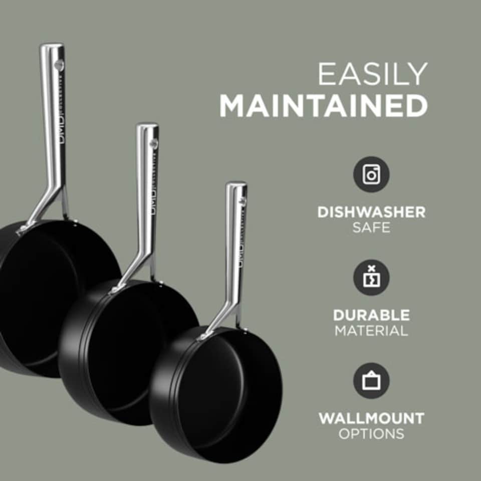 image 1 of DMD 5-Piece Frying Pan (20cm & 24cm) & Sauce Pan Set (16/18/20cm) Stainless Steel Handles | Black | 5-Piece
