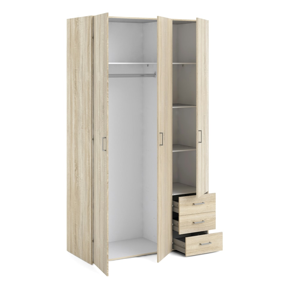 image 1 of Space Wardrobe 3 Doors 3 Drawers in Oak 2000