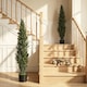 image 2 of HOMCOM Set of 2 Decorative Artificial Plants Cypress in Weighted Pot, 150cm