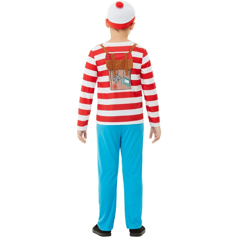 image 1 of Wheres Wally? Boys Deluxe Costume Set - White/Red - 10-12 Years