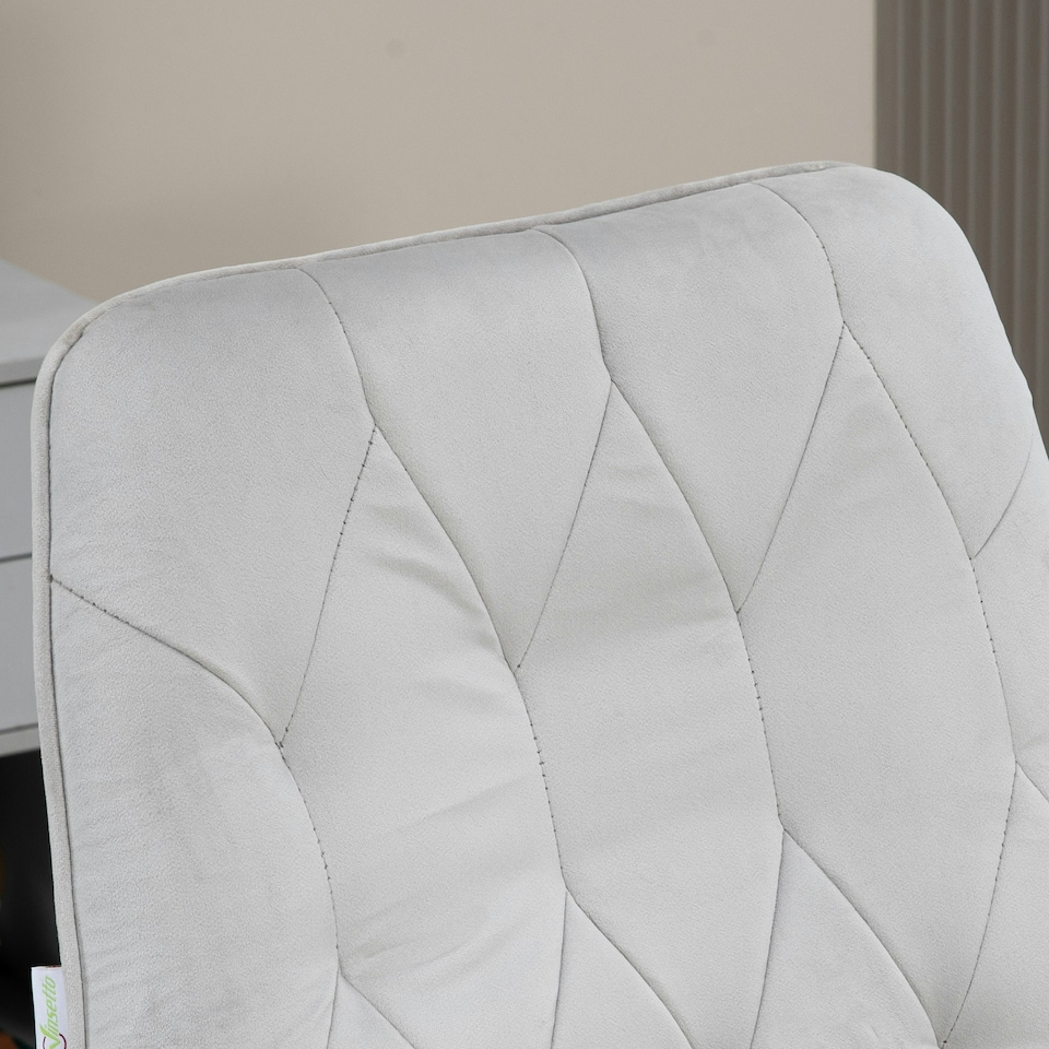 image 1 of Vinsetto Swivel Computer Chair with Arm and Tufted Backrest, Light Grey