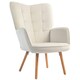 image 1 of HOMCOM Upholstered Tufted Wingback Armchair with Seat Padding, Cream White