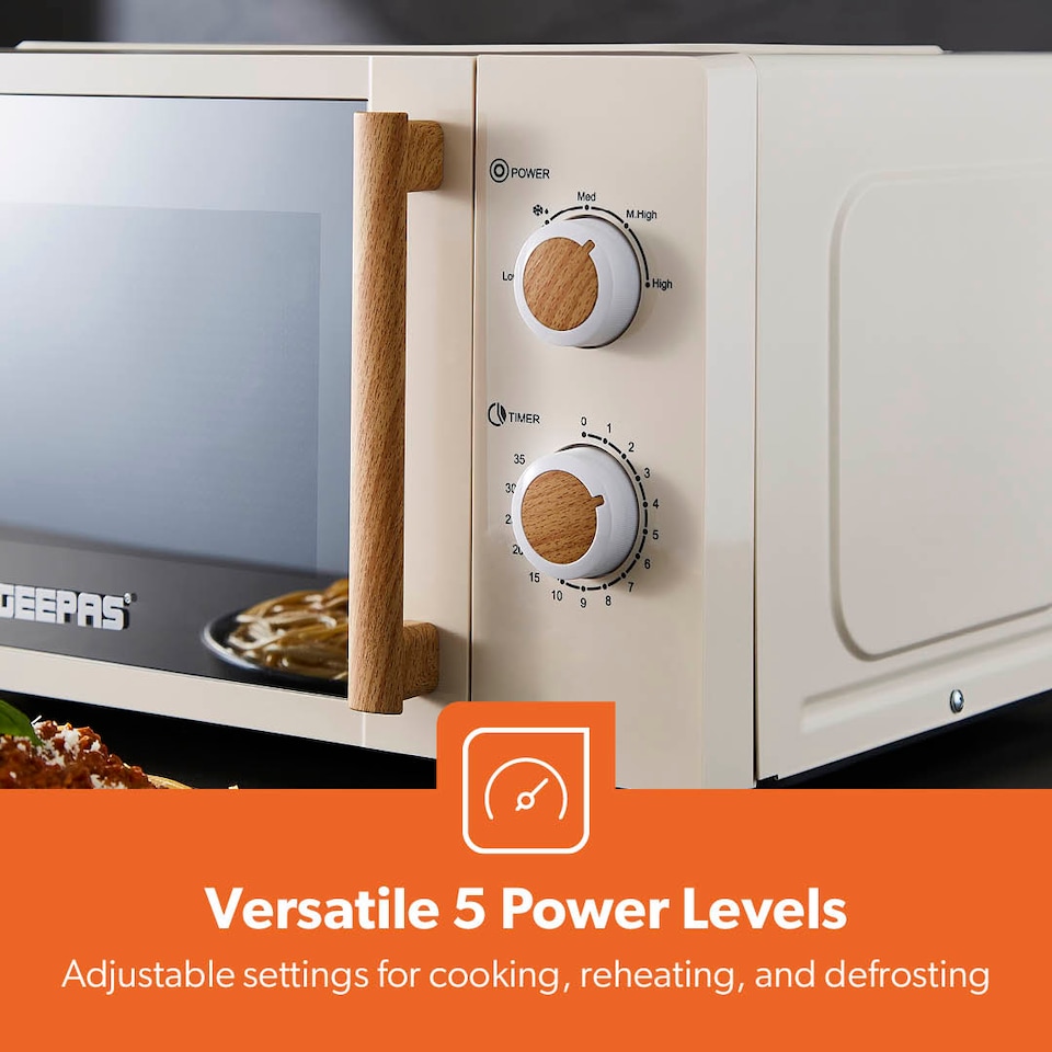 image 1 of GEEPAS 20L Microwave Oven 700W | NordiQ Design Cream