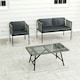 image 7 of Outsunny 4 Seater Wicker Outdoor Furniture Set with Glass Coffee Table Grey
