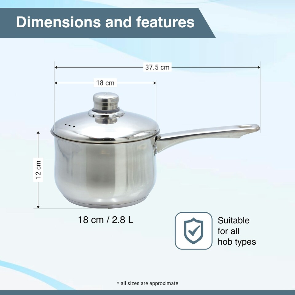 image 1 of Buckingham Stainless Steel Deep Saucepan 18 cm / 2.8 Litre Silver