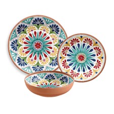 Rio Medallion 15 Piece Melamine Dinnerware Set for 5 | Multi