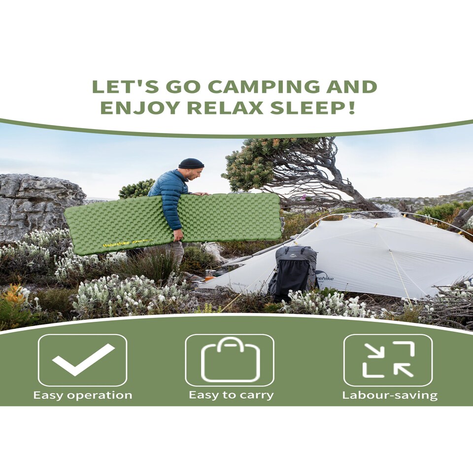 image 1 of TuYe 4.6 Ultralight Inflatable Square Mattress | Green | Army Green | Long