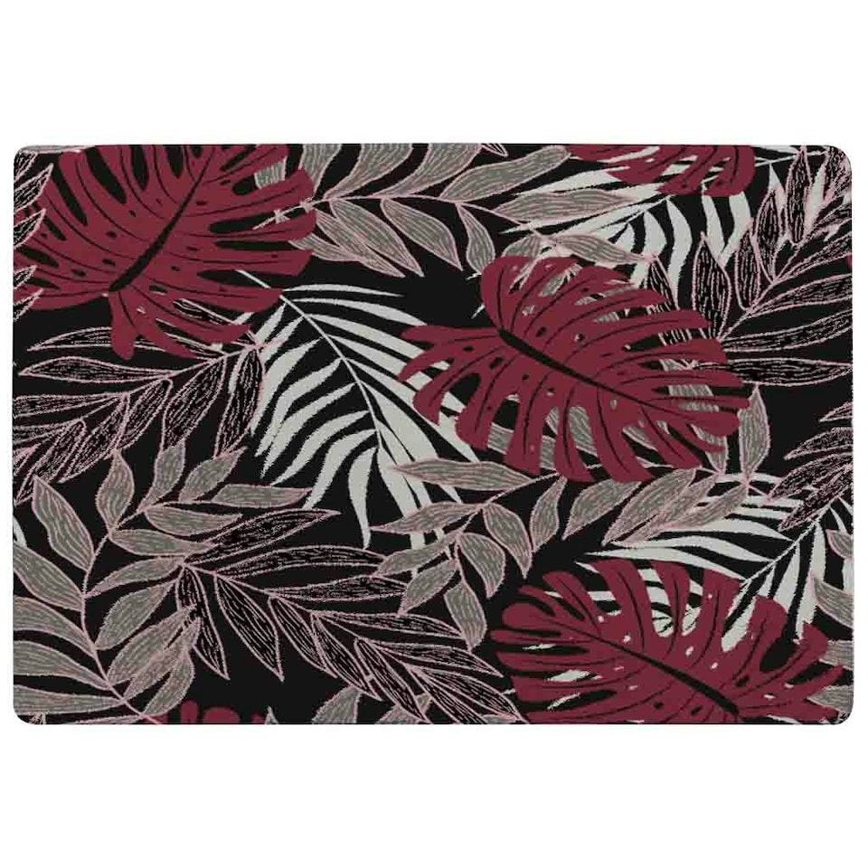 image 1 of Tropical Leaves in Red, White & Grey (Rug) Multi | XL: 160x230cm