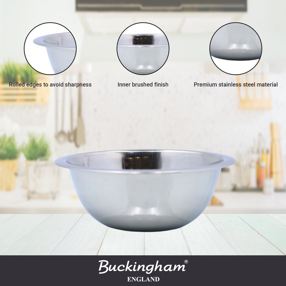 image 1 of Buckingham Premium Stainless Steel Deep Salad Mixing Bowl 40 cm , 12 Litre