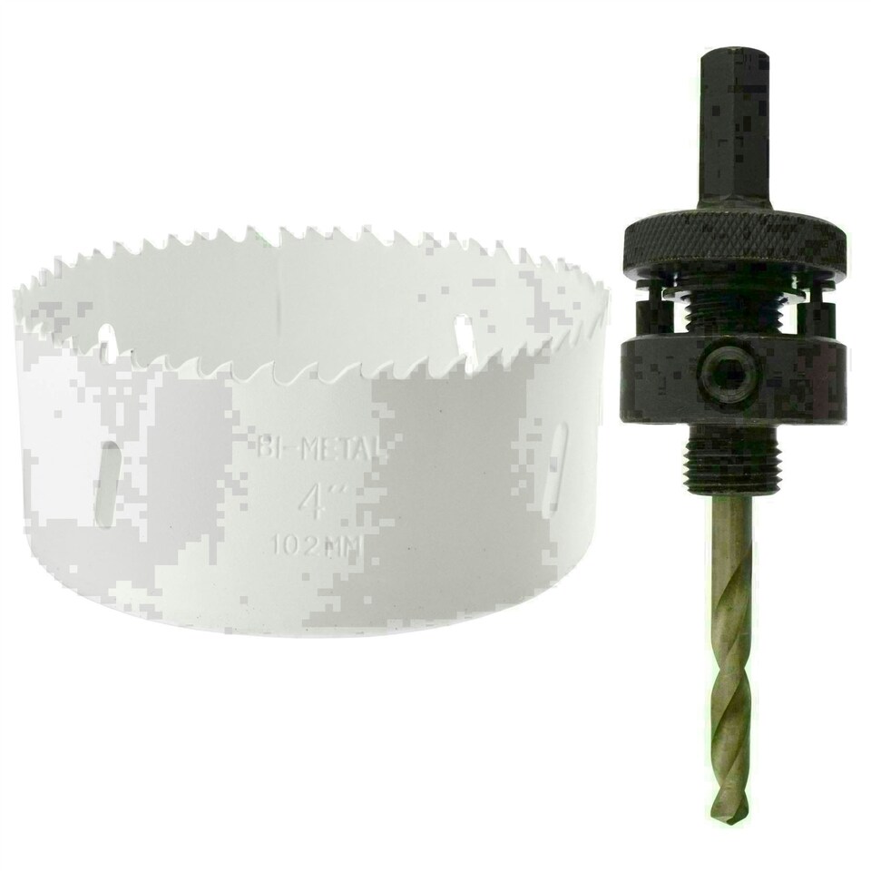 image 1 of 102mm HSS Hole Saw Holesaw Bi-Metal Blade Cutter Drill And Drill Adaptor Arbor