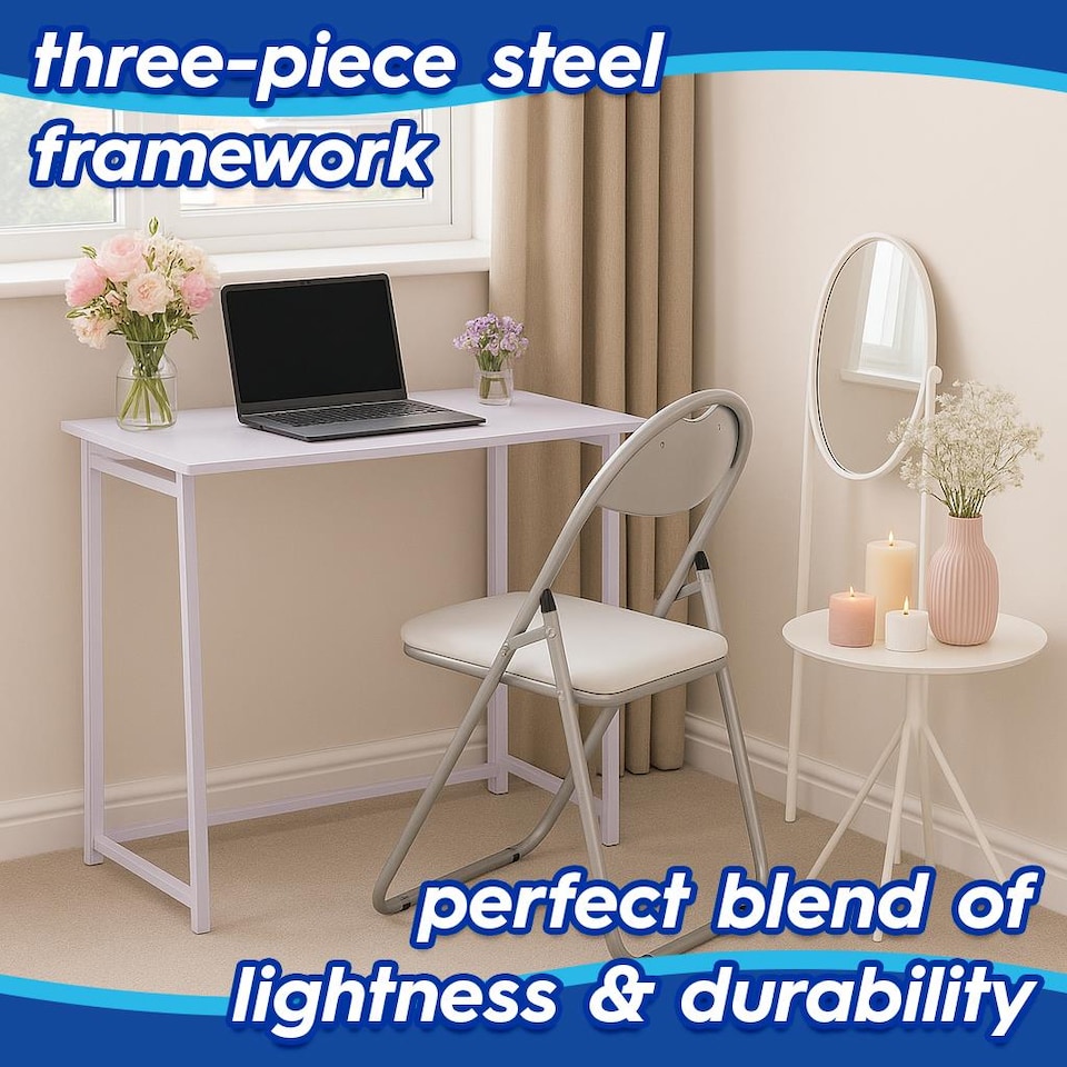 image 1 of Harbour Housewares Deluxe Folding Wooden Desk & Chair Set - Lilac/Lilac | White | Lilac/White