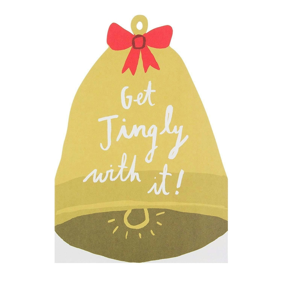 image 1 of Get Jingly With it ! Christmas Bell Cut Out Xmas Greeting Card...