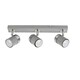 image 1 of ValueLights 3 Way Adjustable Gloss Grey & Silver Chrome Straight Bar Ceiling Spotlight Fitting - Complete with 5w LED GU10 Light Bulbs 6500K Cool White | Grey