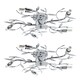 image 2 of ValueLights Pair Of Modern Chrome 5 Way Swirl Decorative Leaf Blossom Ceiling Lights