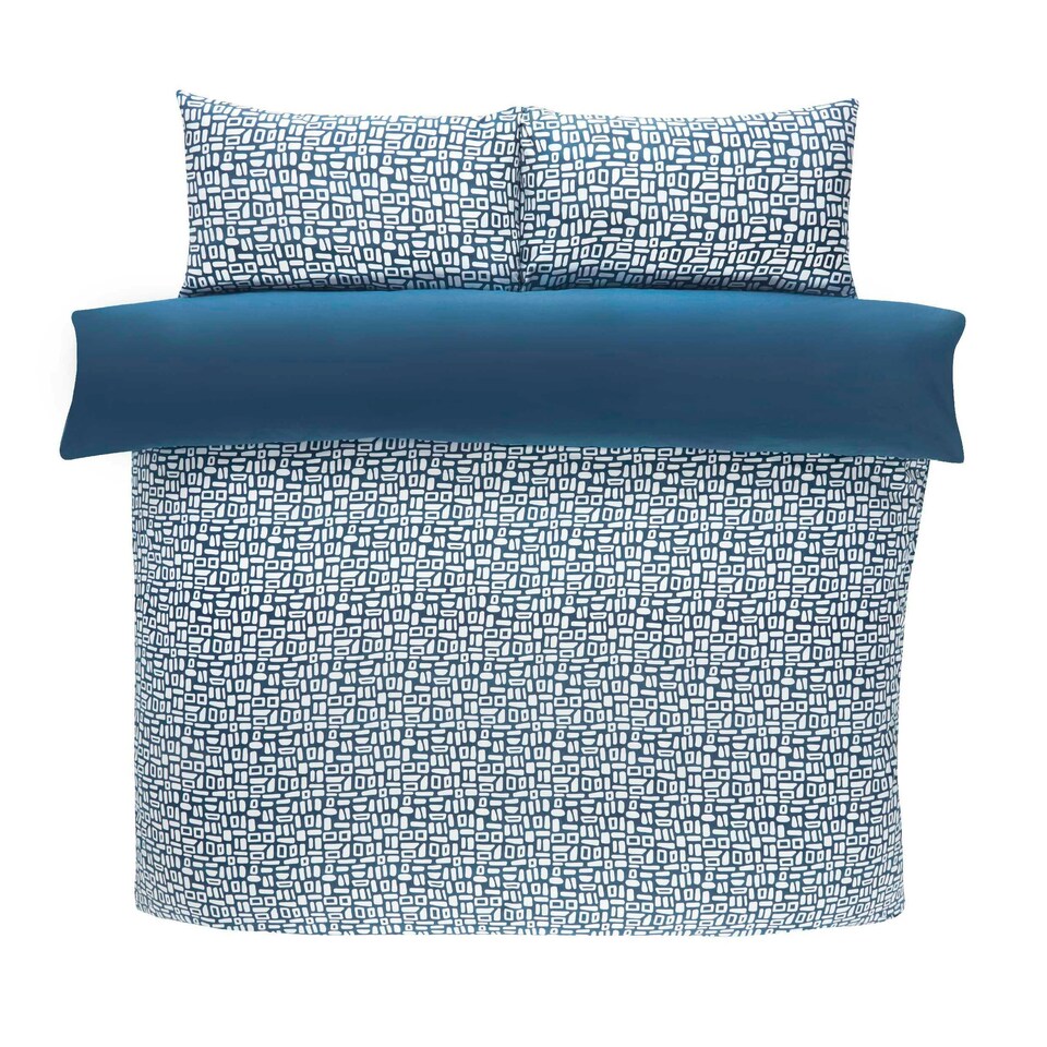 image 1 of Pebbles Polyester Duvet Cover Set with Pillowcase Blue | Double