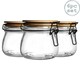 image 1 of Argon Tableware Wooden Clip Lid Storage Jars - 500ml - Black Seal - Pack of 6