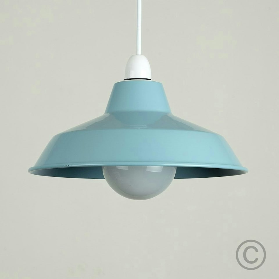image 1 of ValueLights Retro Style Gloss Blue Metal Reflector Ceiling Pendant Light Shade