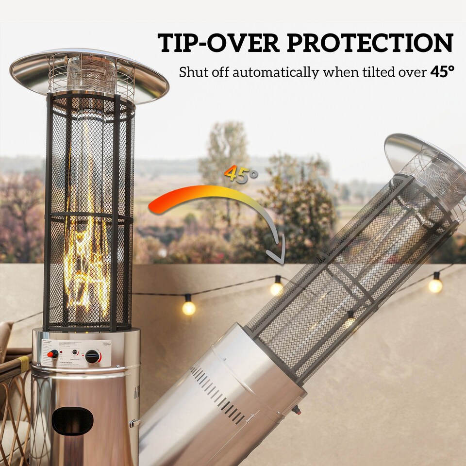 image 1 of Outsunny 11 KW Patio Heater, Propane Heater with Tip-Over Switch, Silver | Silver | Silver